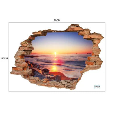 3D Broken Wall Window Sticker