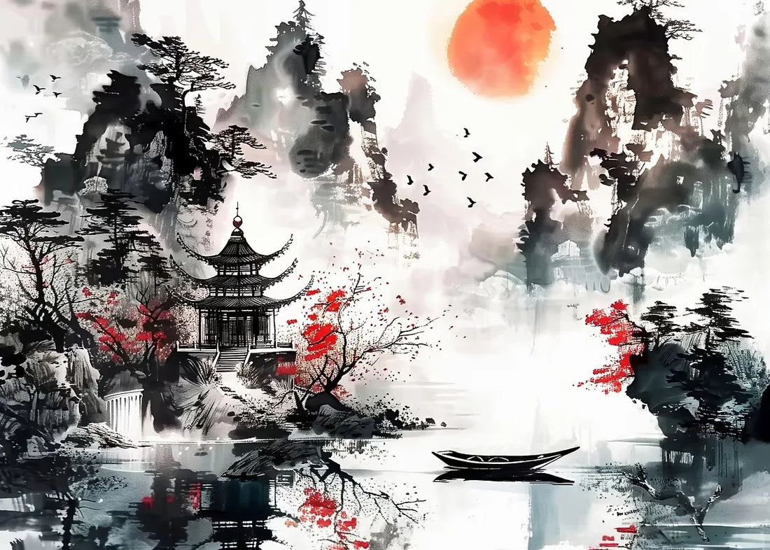 Japanese Ink Samurai Landscape