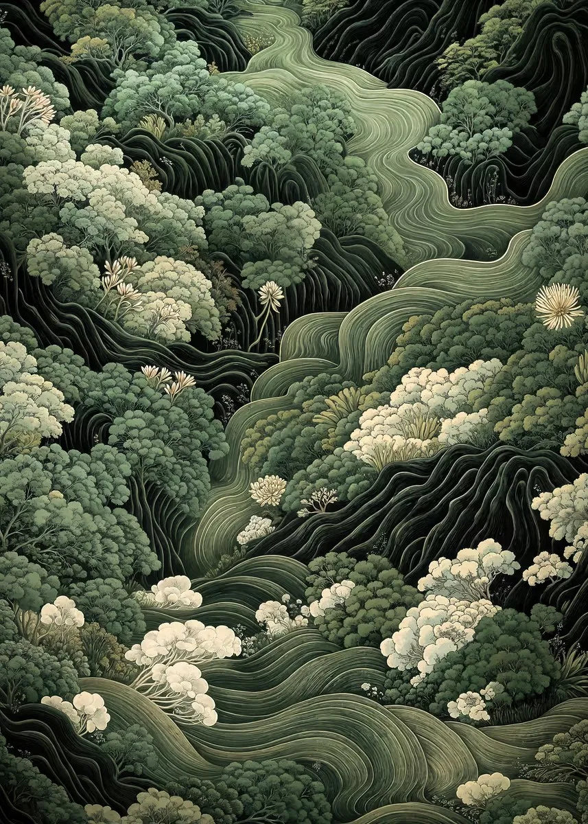 White Cranes Forest Poster