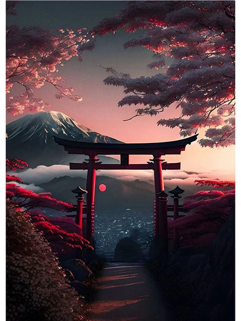 Fuji Cyberpunk Landscape Print