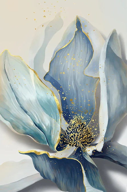 Blue Floral Abstract Print