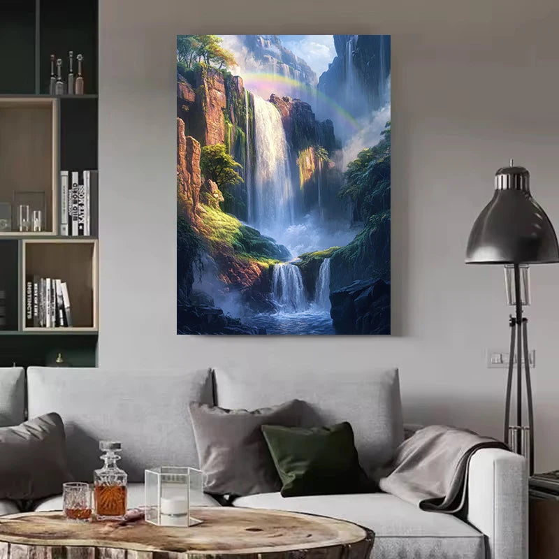 Zen Lake Waterfall Canvas