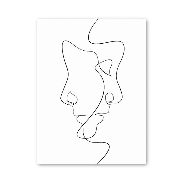 Single-Line Kiss Couple Poster