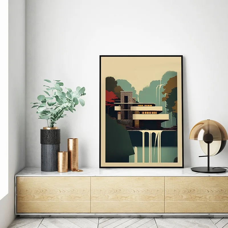 Fallingwater Bauhaus Architecture Poster