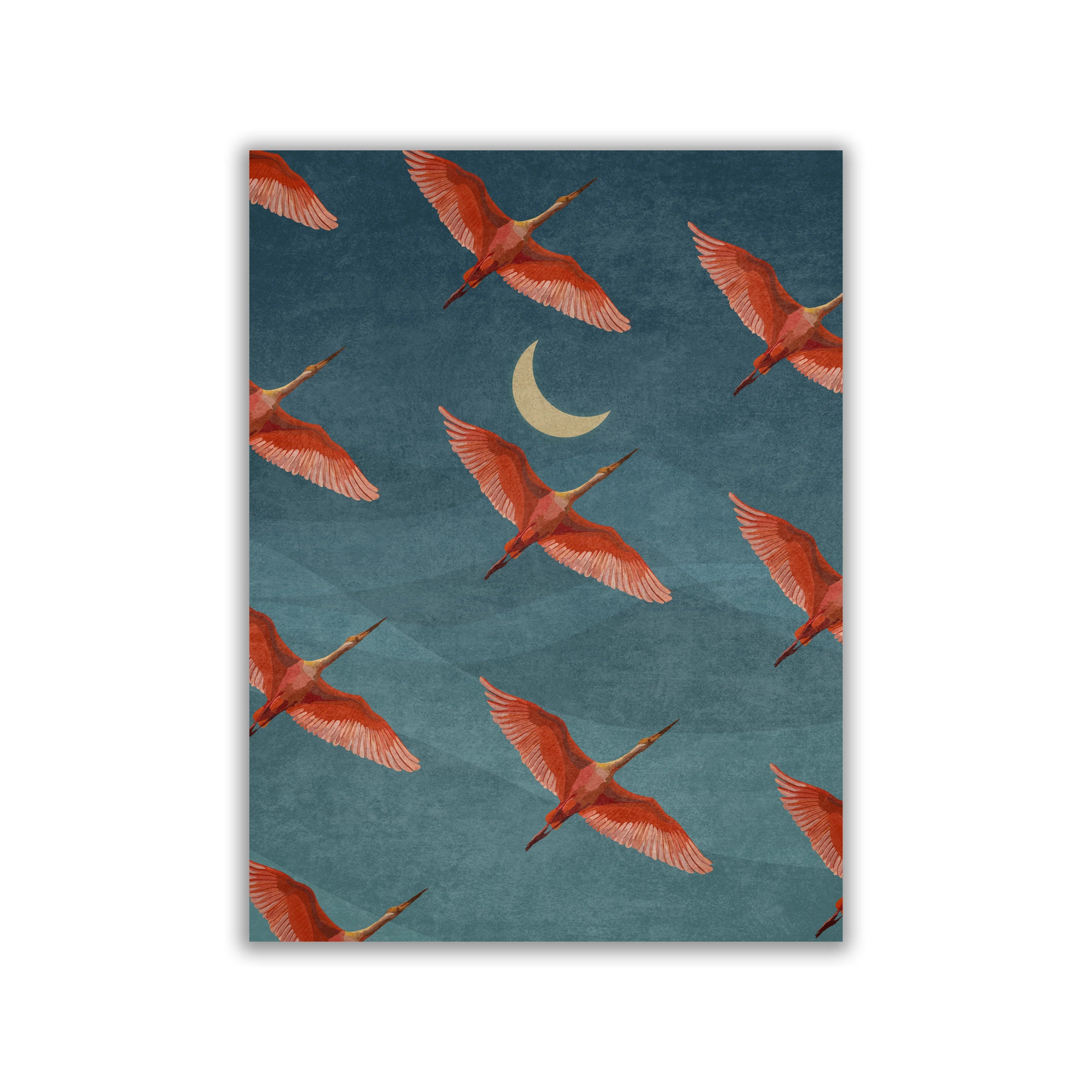 Hokusai Red Crane Art