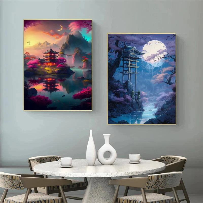 Fuji Cyberpunk Landscape Print