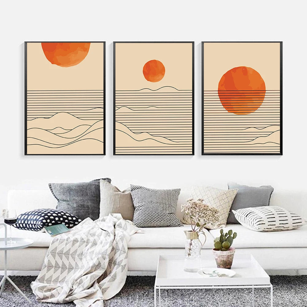 Burnt Orange Sunrise Sea Poster