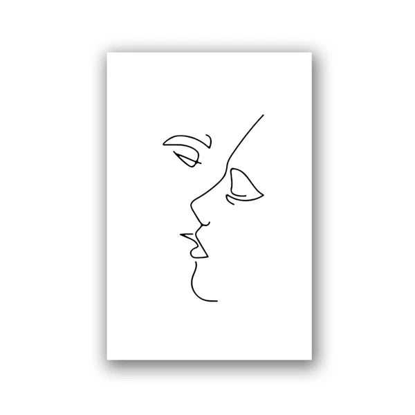 Single-Line Kiss Couple Poster