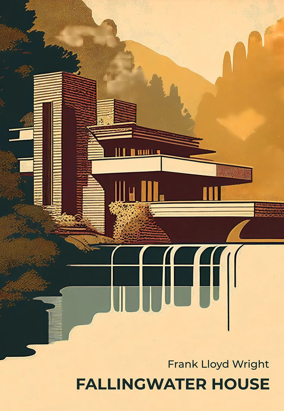 Fallingwater Bauhaus Architecture Poster
