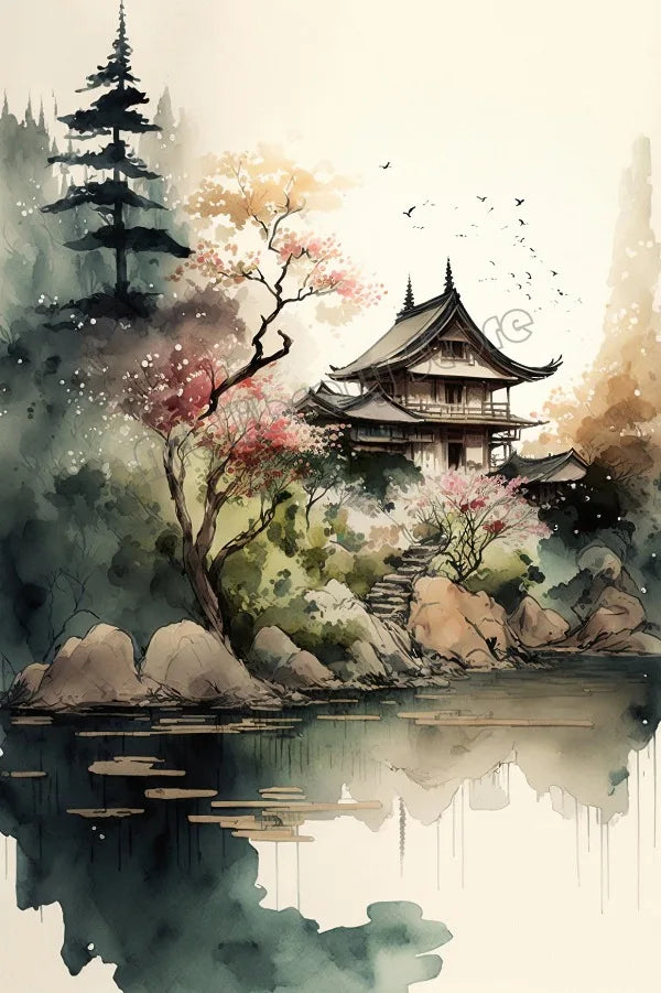 Zen Bonsai Pagoda Poster