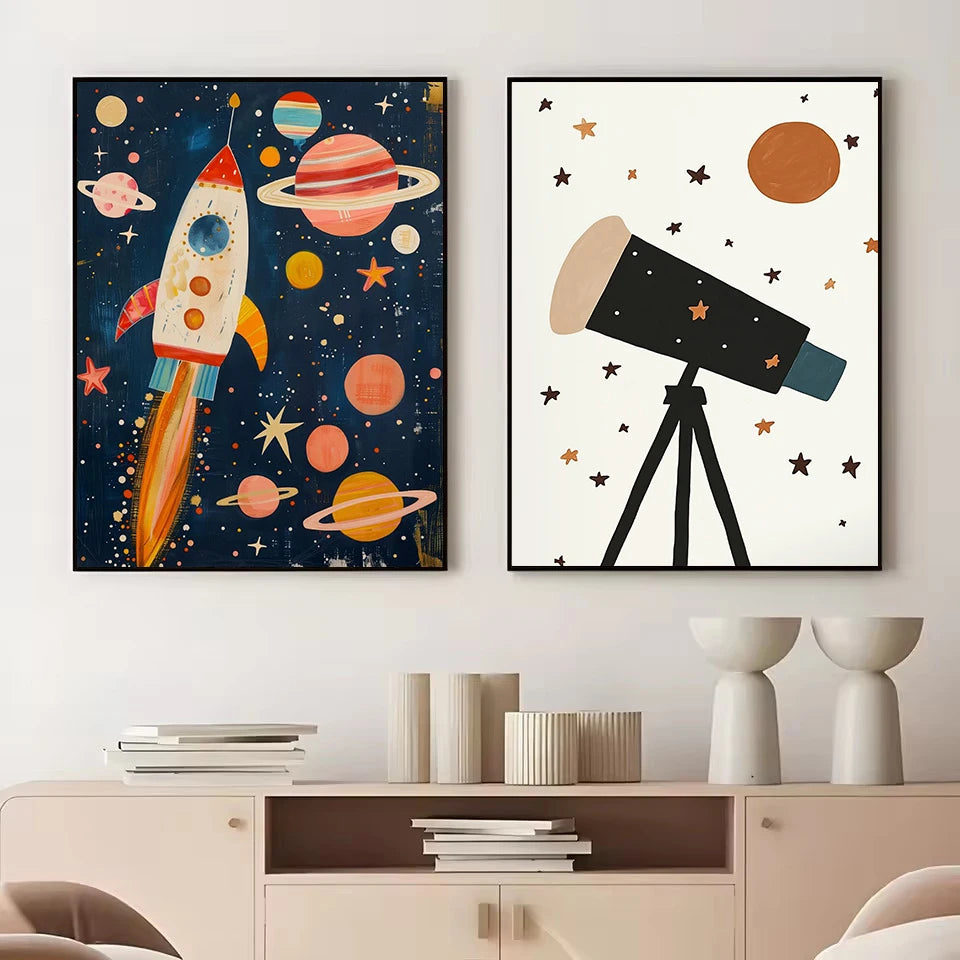 Astronaut Animals Nursery Poster