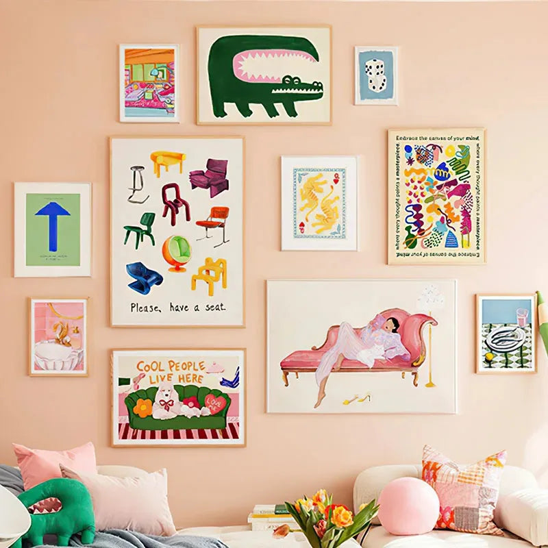 Colorful Crocodile Fish Abstract Canvas