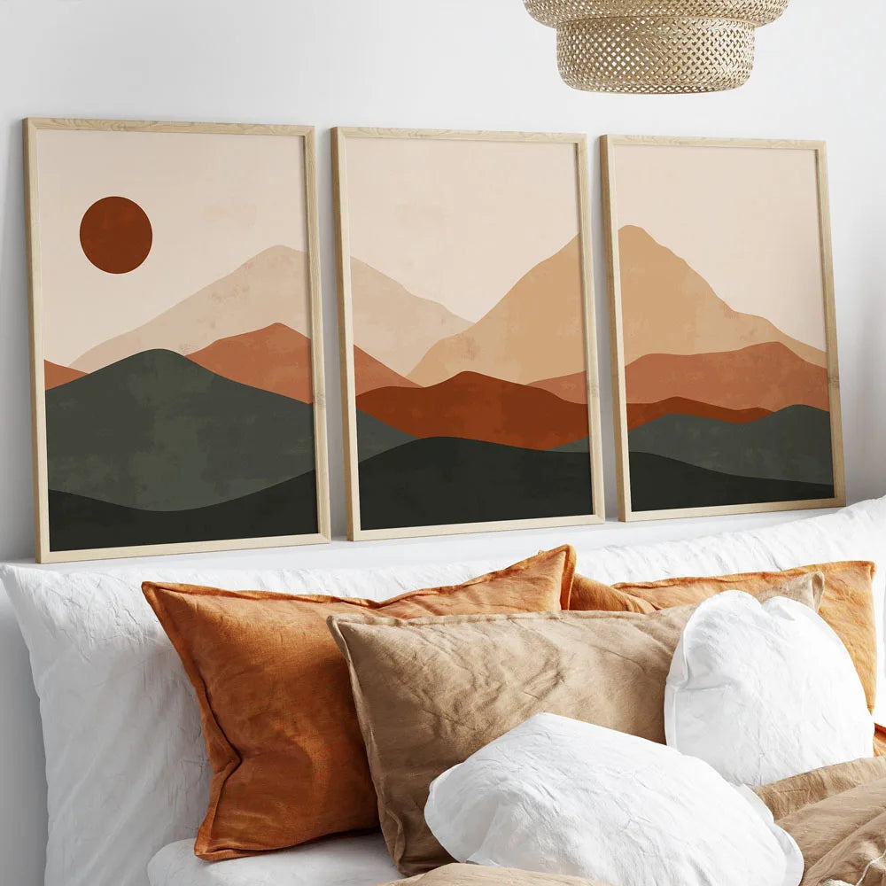 3-Piece Boho Mountain Canvas