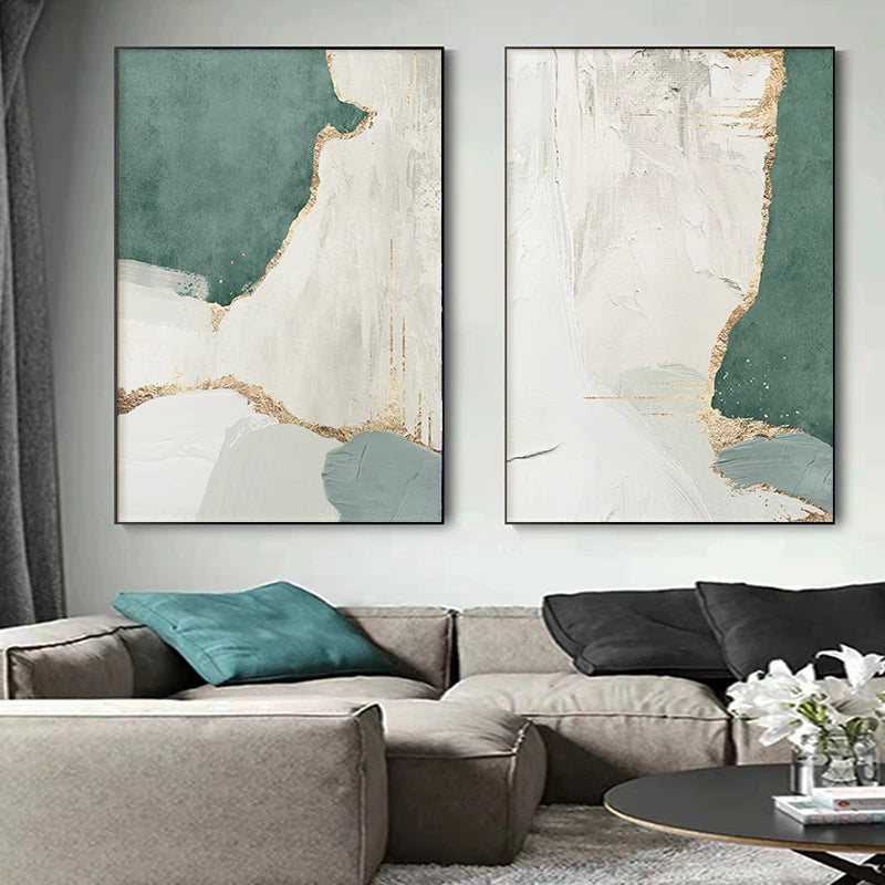 Gold Green Abstract Canvas