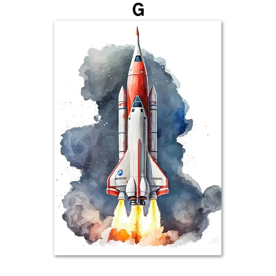 Space Rocket Nursery Art