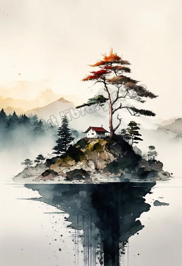 Zen Bonsai Pagoda Poster