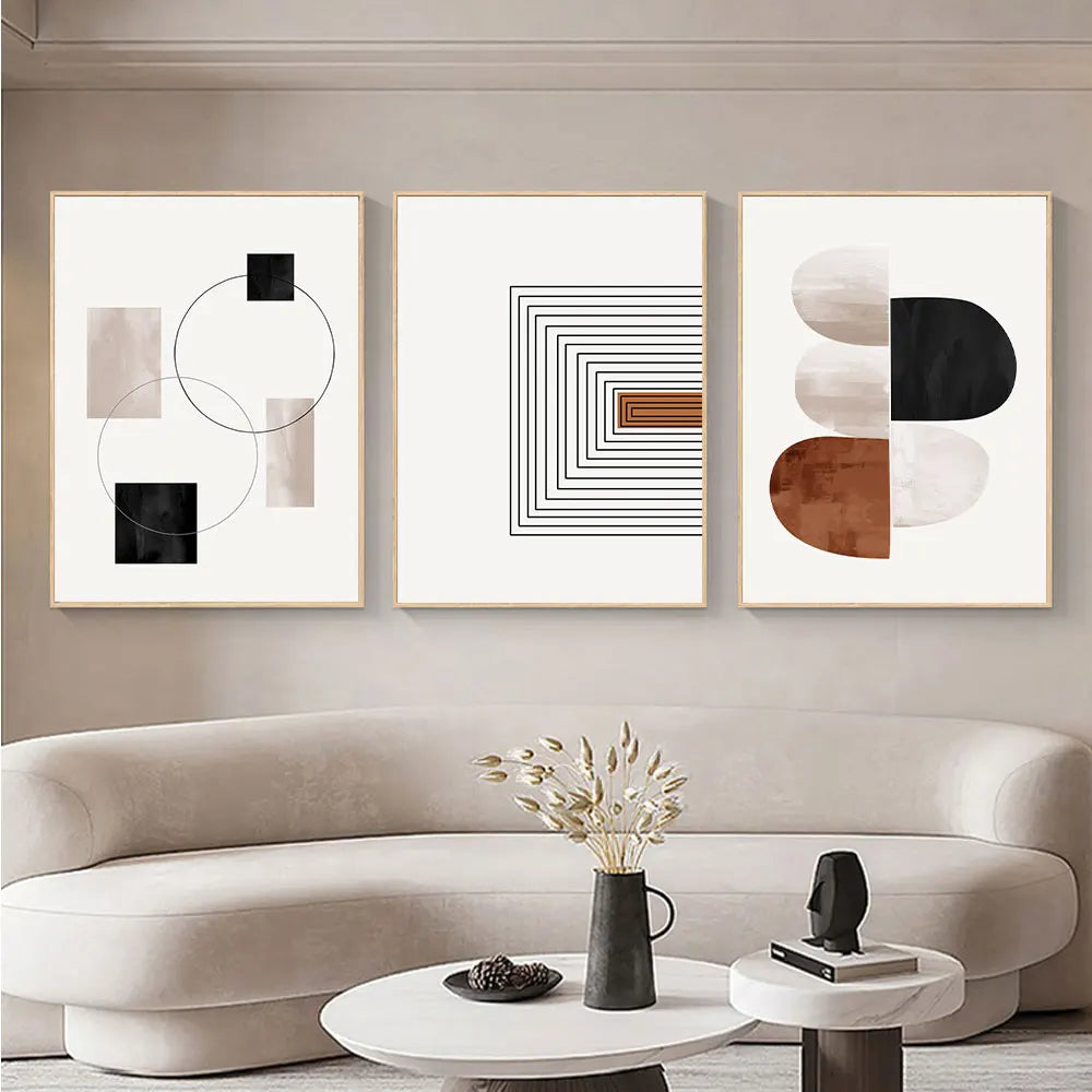 Black White Geometric Line Canvas
