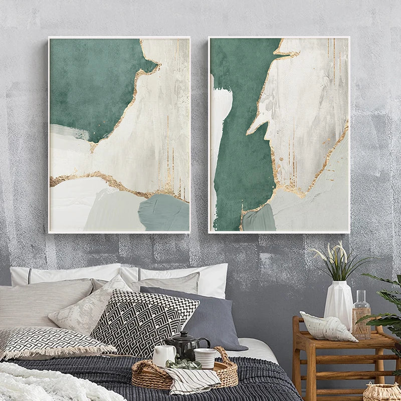 Gold Green Abstract Canvas