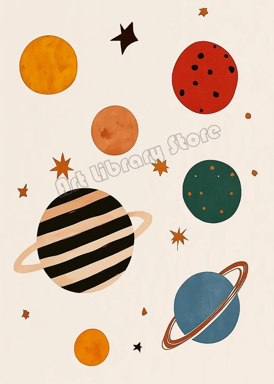 Astronaut Animals Nursery Poster