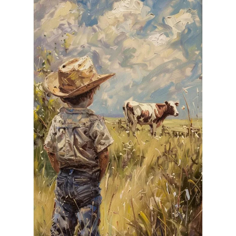 Retro Fishing Boys HunFishing Boys Landscape Artting Sketch Lake Nature Landscape Nursery Poster Canvas Painting Wall Art Pictures Home Farmhouse Decor