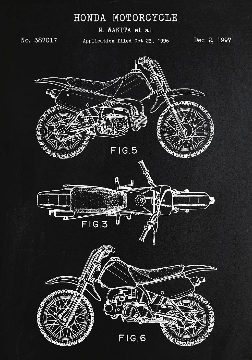 Motorcycle Patent Blueprint Art