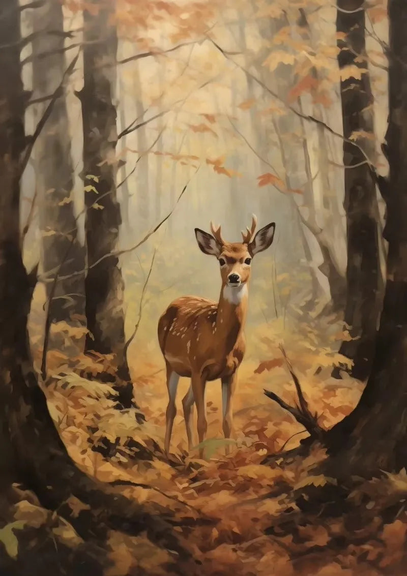 Autumn Countryside Deer Canvas