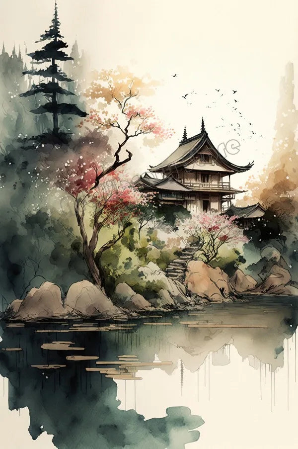 Zen Bonsai Pagoda Poster