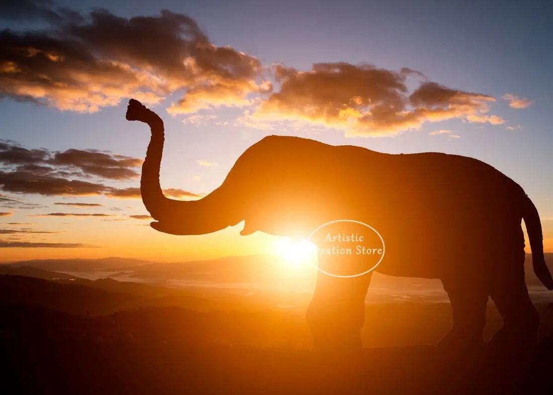 African Elephant Sunset Canvas