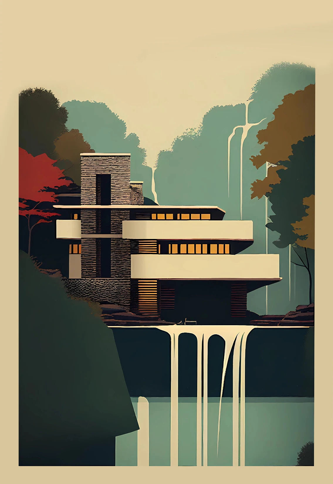 Fallingwater Bauhaus Architecture Poster
