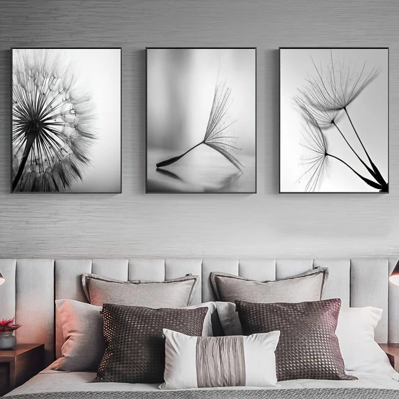 Black White Dandelion Poster