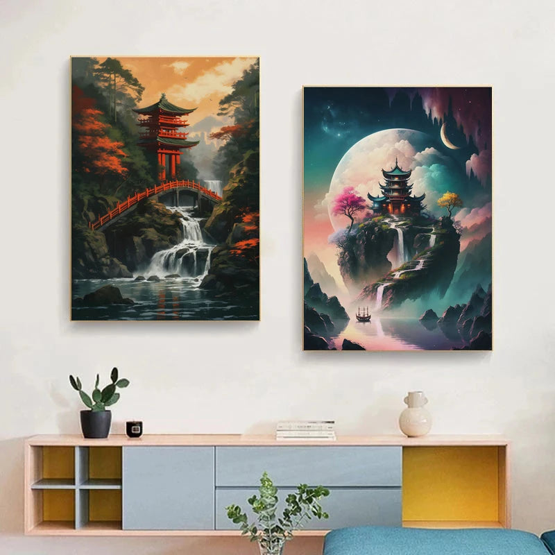 Fuji Cyberpunk Landscape Print