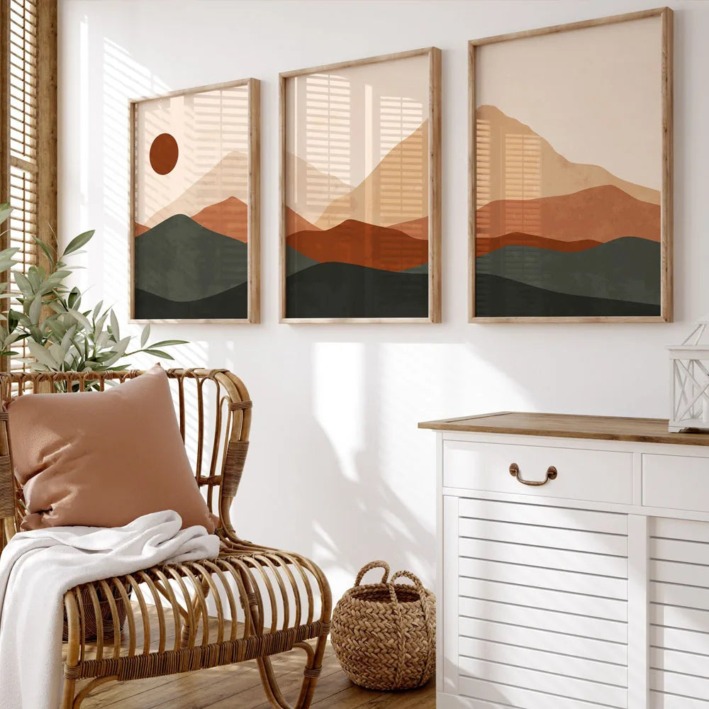 3-Piece Boho Mountain Canvas