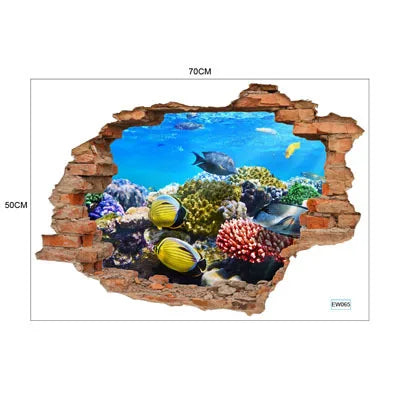 3D Broken Wall Window Sticker