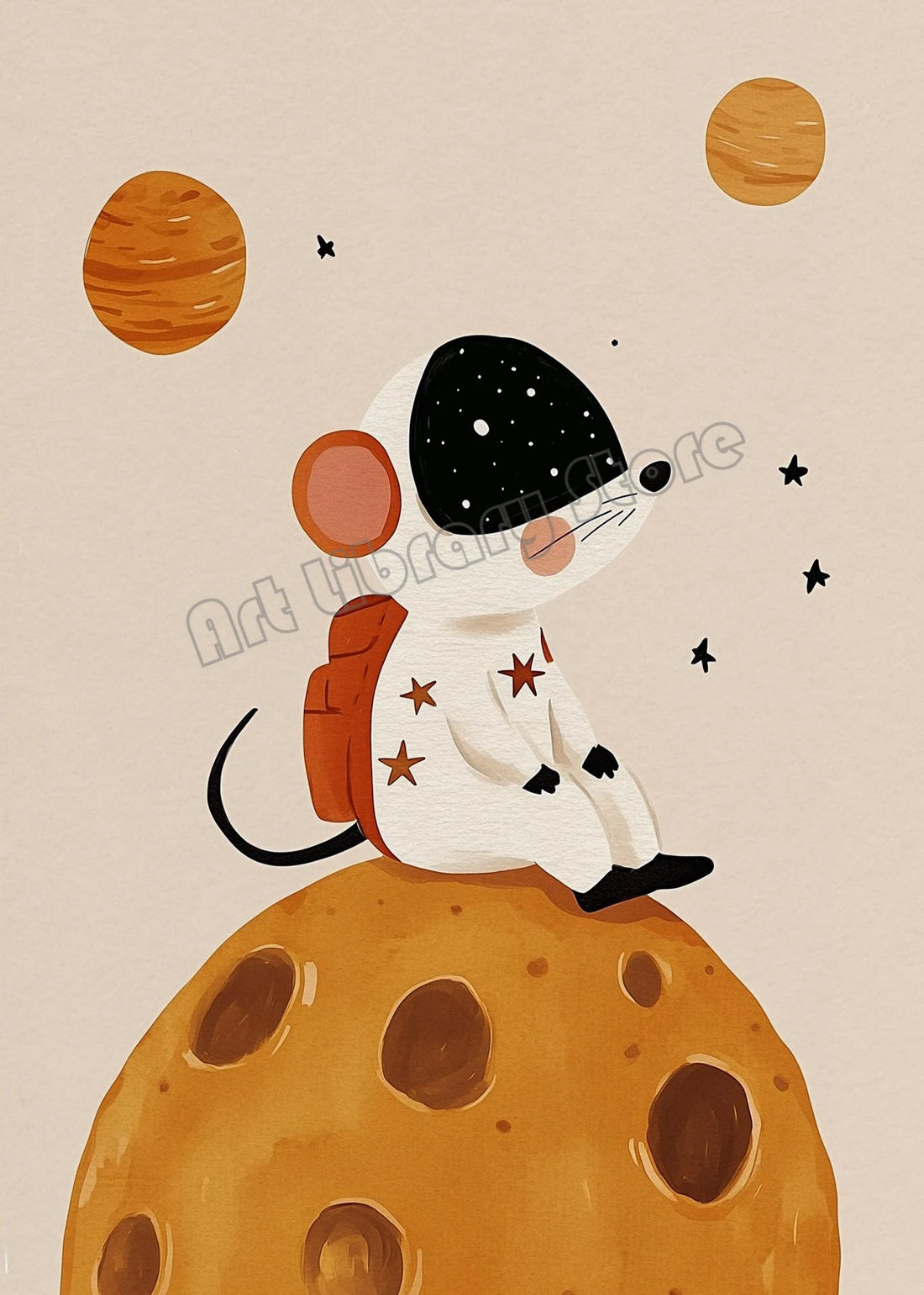 Astronaut Animals Nursery Poster
