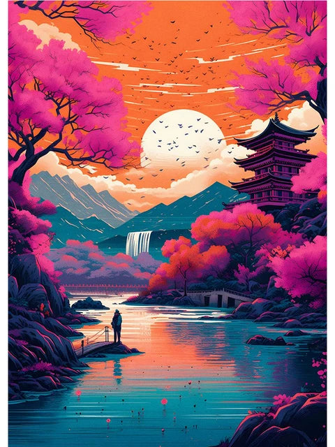 Fuji Cyberpunk Landscape Print