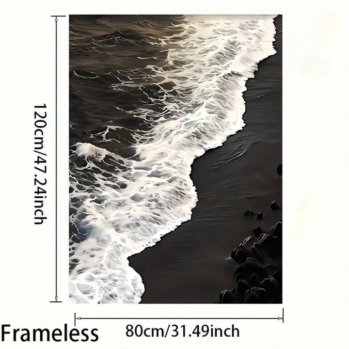 Black Ocean Waves Abstract Canvas