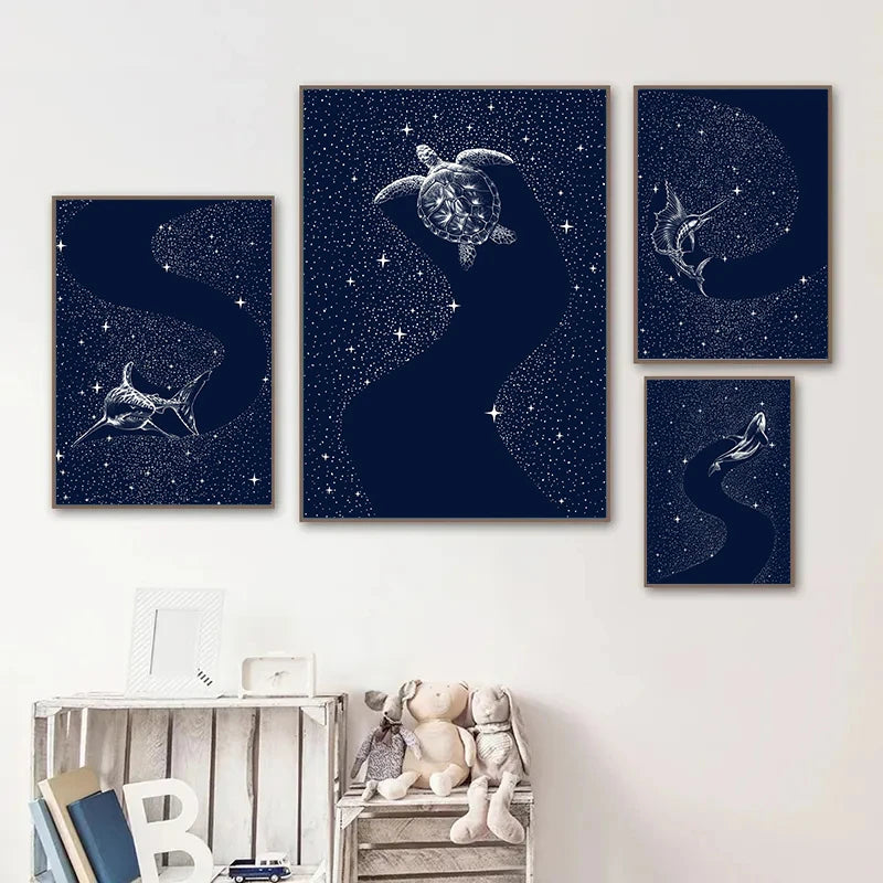 Cosmic Ocean Animal Canvas