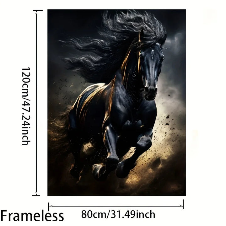 Running Black Horse Canvas