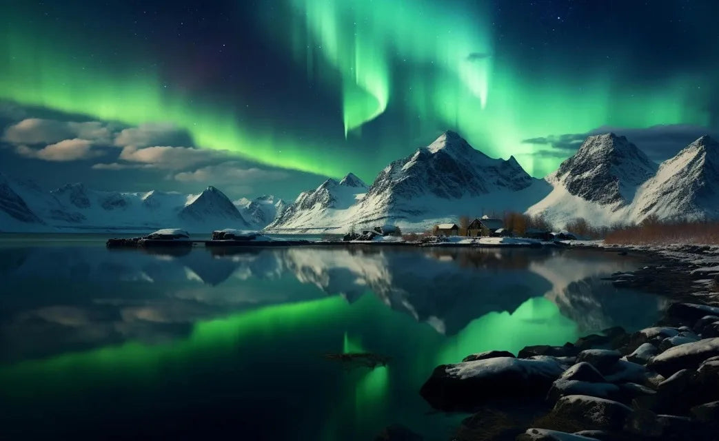 Northern Lights Lake Poster