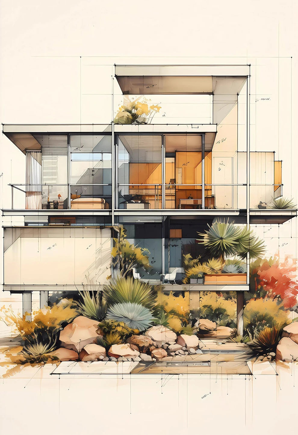 Fallingwater Bauhaus Architecture Poster