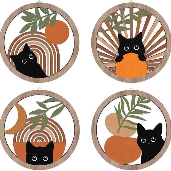 Boho Black Cat Wall Decor