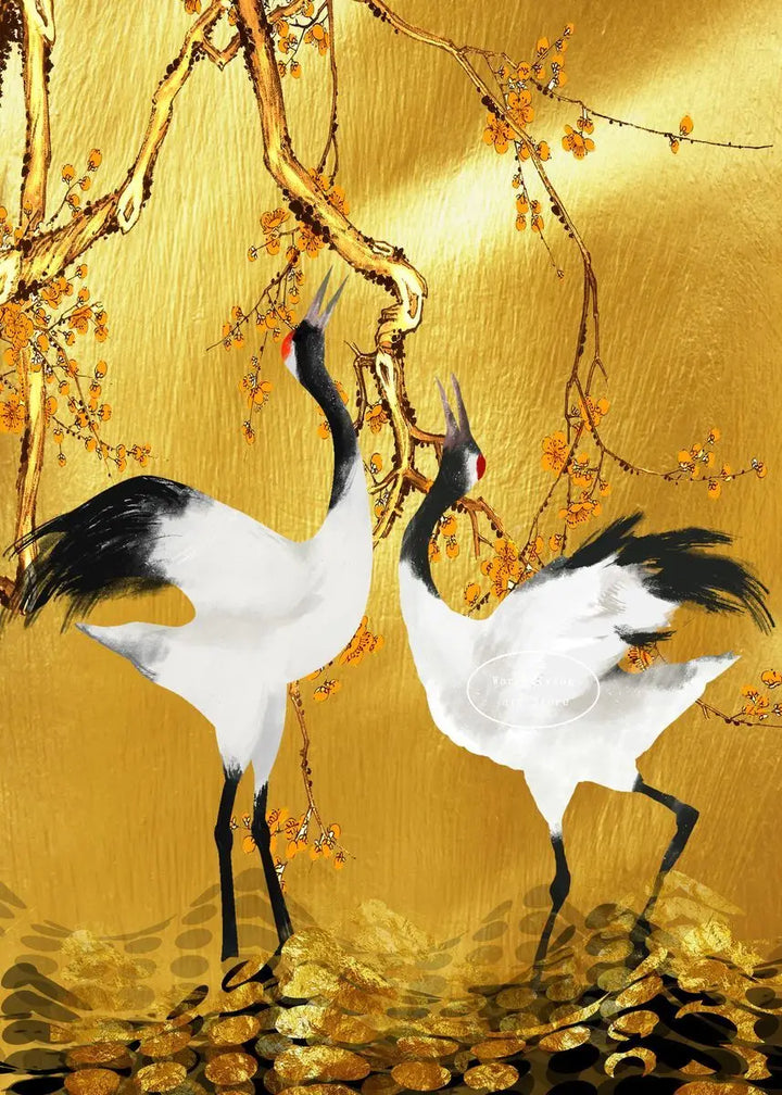 Yellow Crane Japanese Canvas