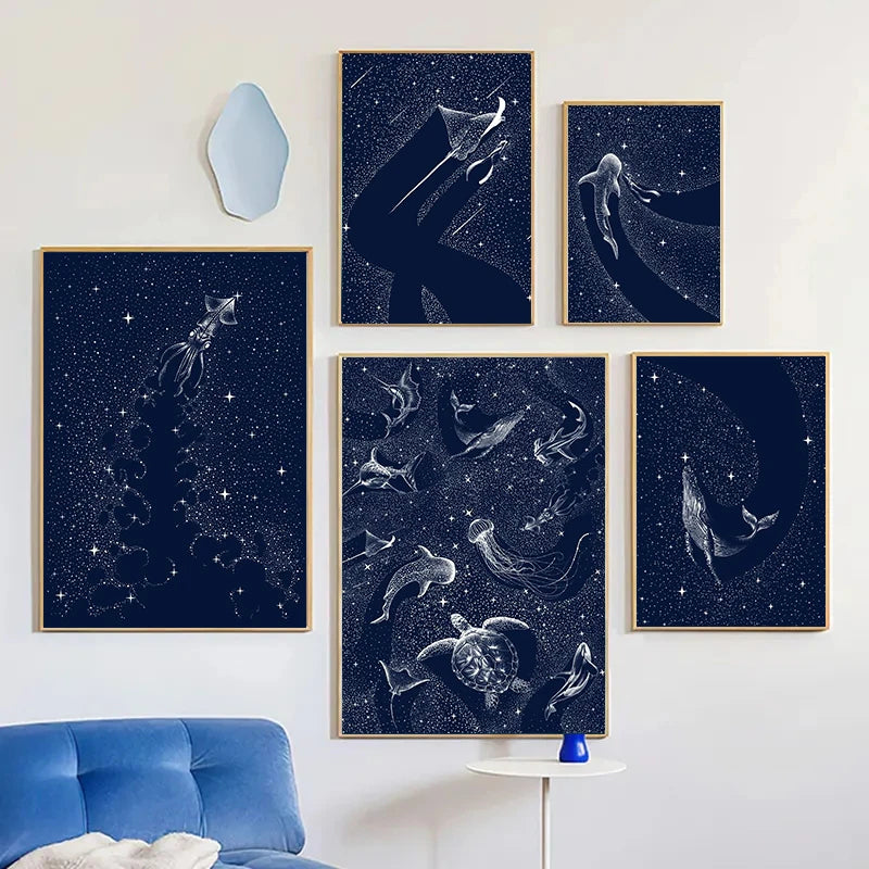 Cosmic Ocean Animal Canvas