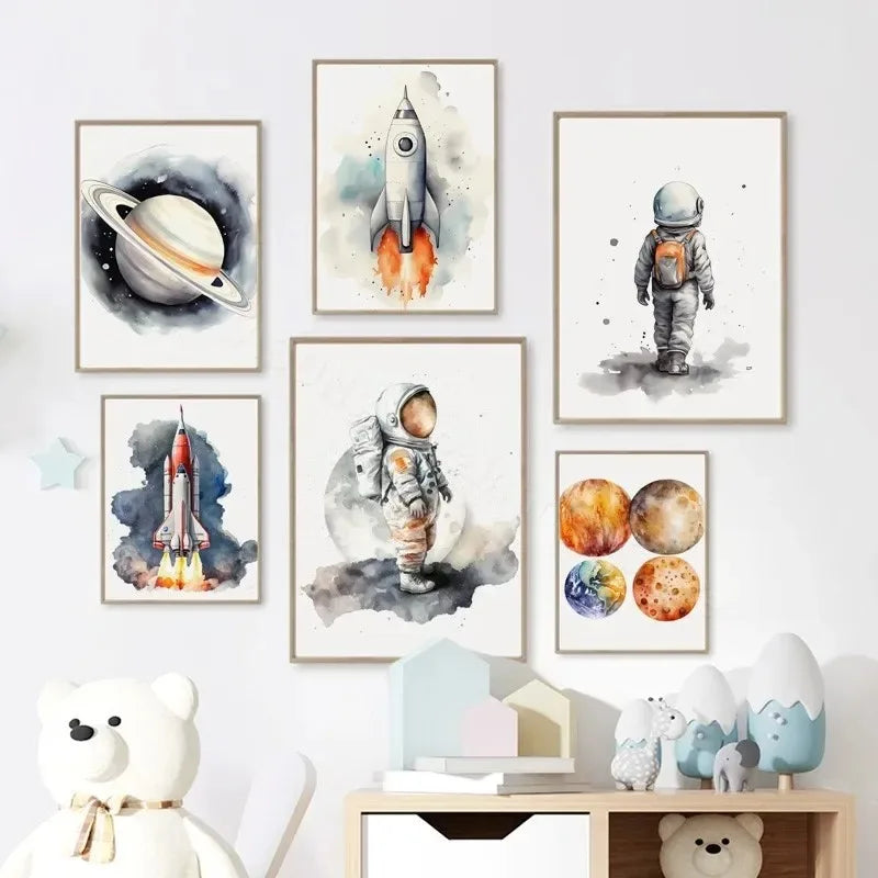 Space Rocket Nursery Art