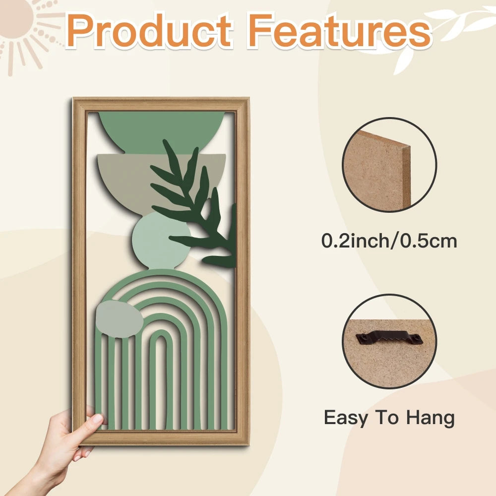 Rustic Boho Leaf Wood Wall Art