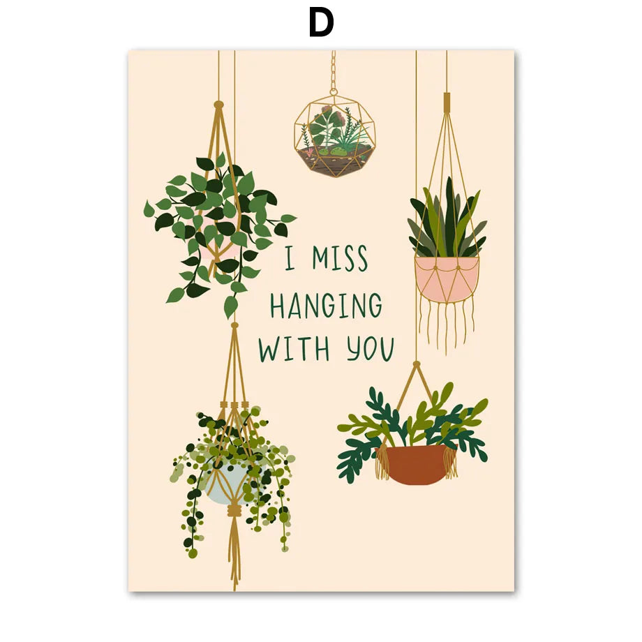 Green Plants Black Cat Art