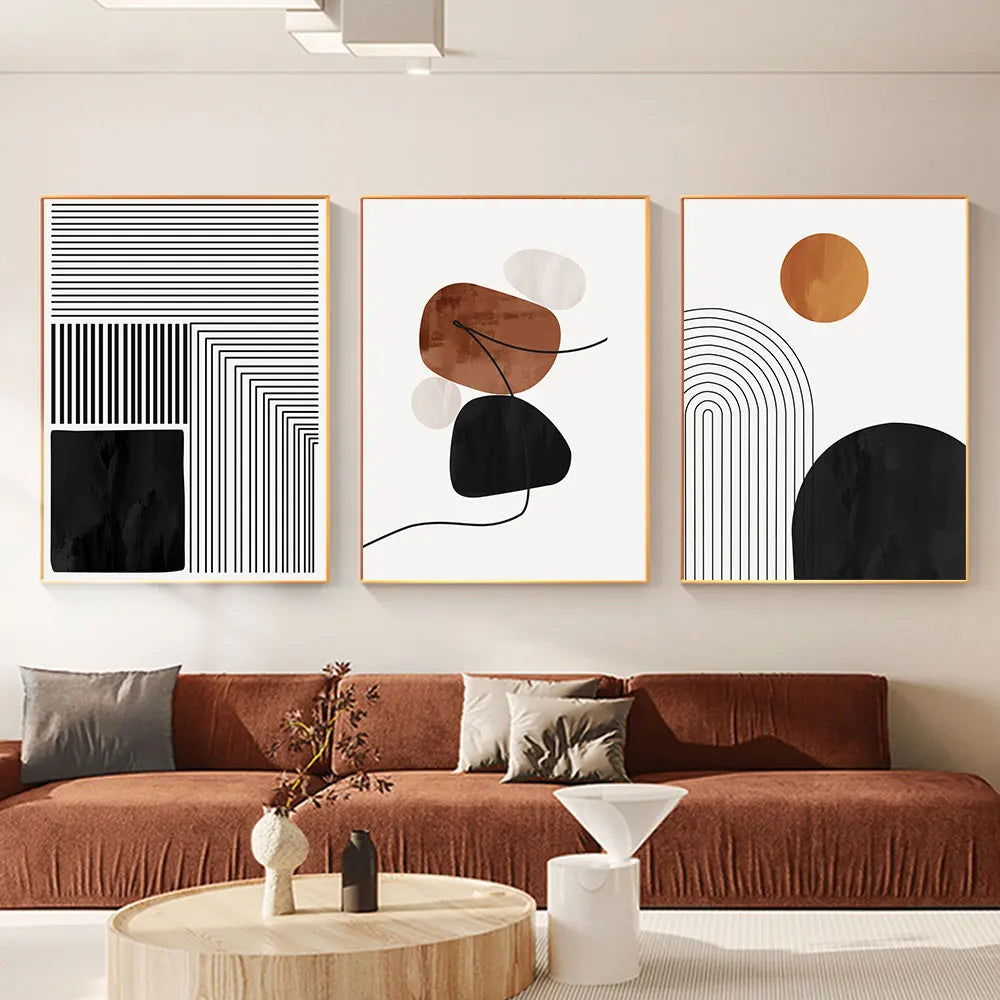 Black White Geometric Line Canvas
