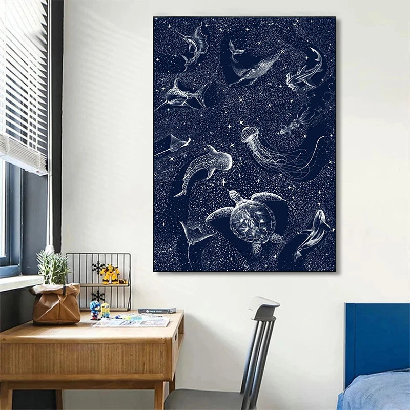 Cosmic Ocean Animal Canvas