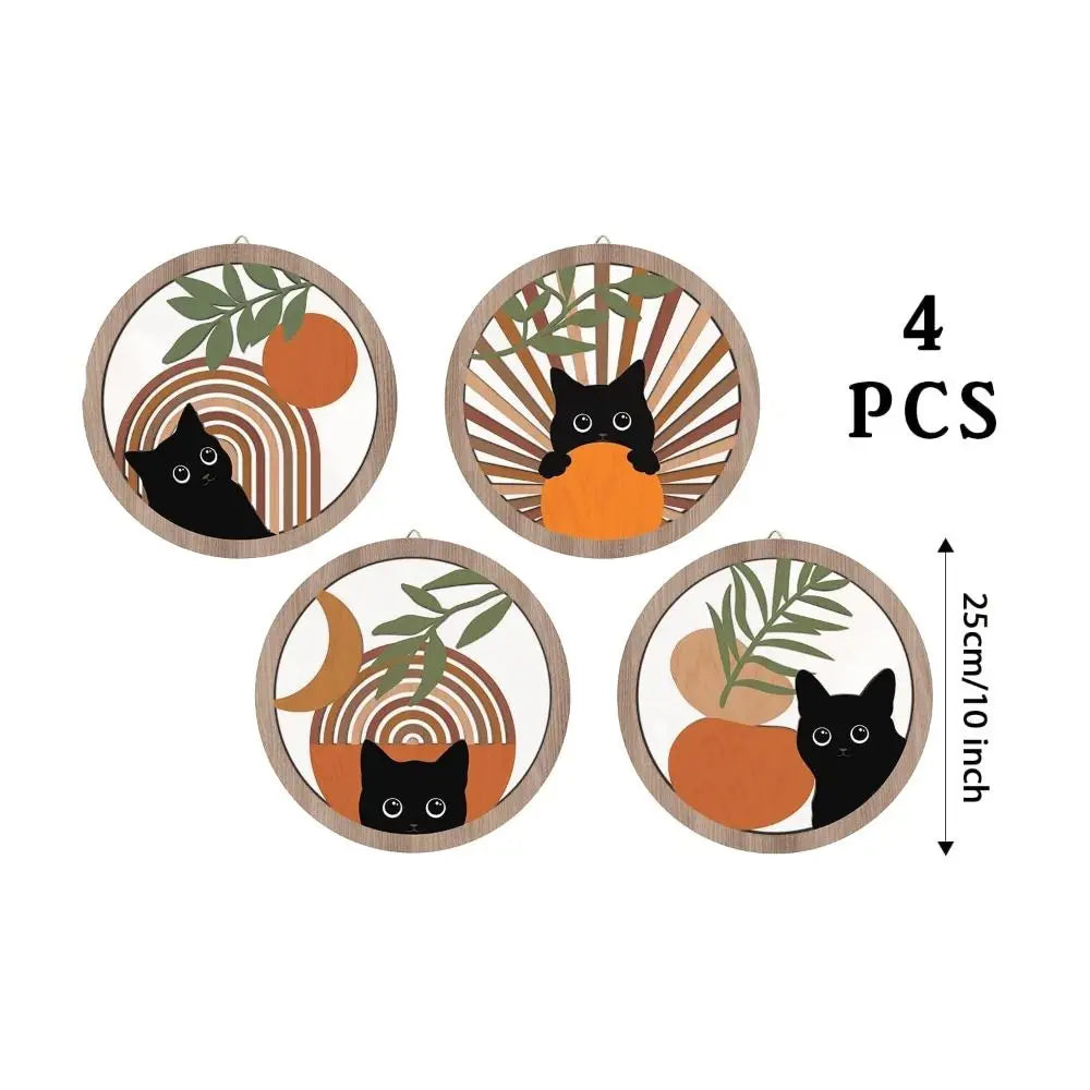 Boho Black Cat Wall Decor