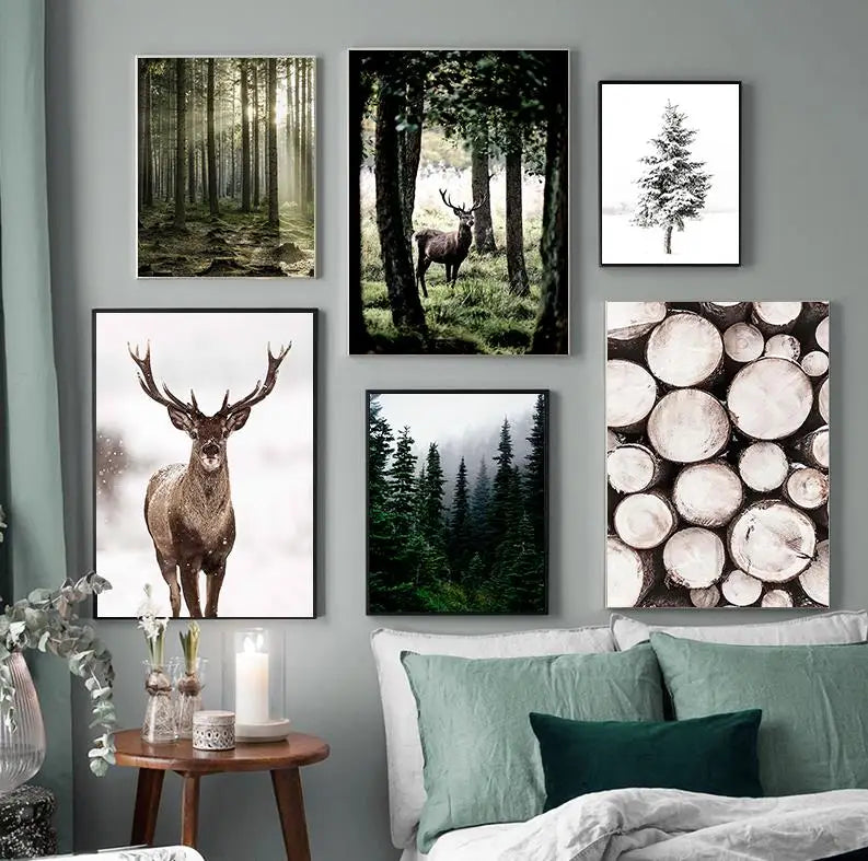 Winter Forest Deer Poster